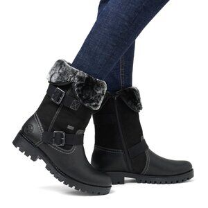NEW RIEKER Leather Payton 63 Comfort Boots IN Black/grey for women 0126 4m2